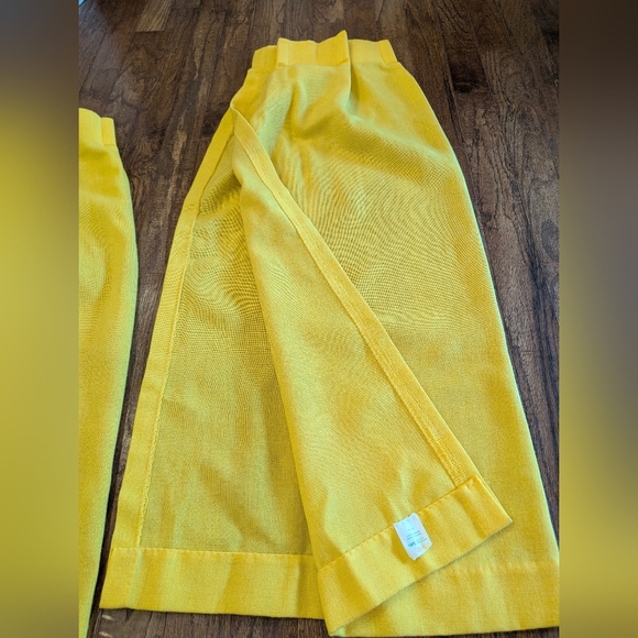Vintage MCM 60s Pinch Pleat Drapes Curtains Pair 45” Lx 42”W Lemon Yellow - Picture 9 of 13